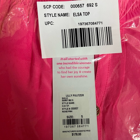 Lilly Pulitzer Elsa Silk Blouse NWT Roxie Pink Size Small - Picture 3 of 3